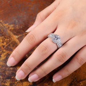 White Gold Diamond Anniversary Statement Engagement Ring